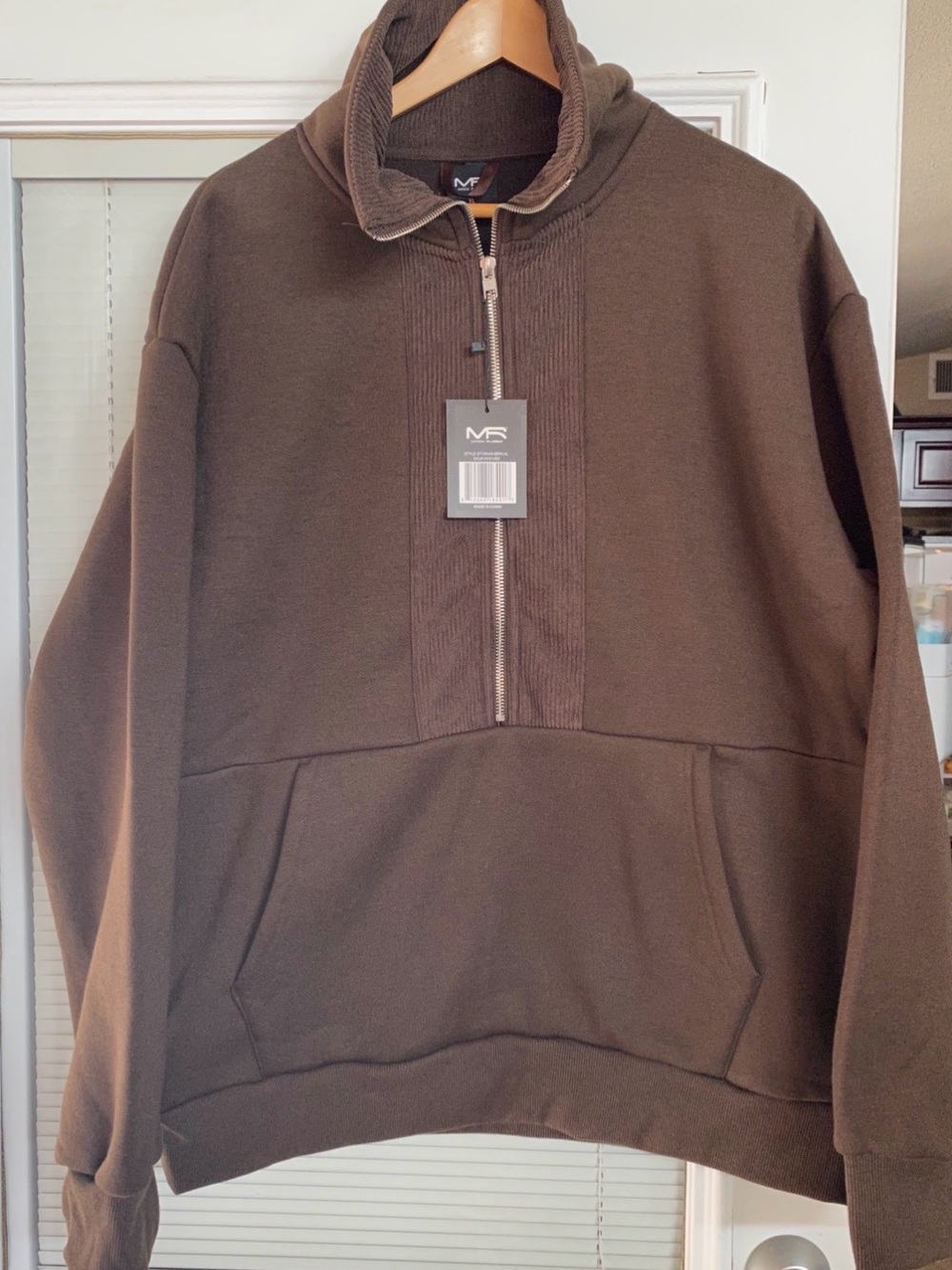 Mack Russo Men's Half Zip Sweatshirt XL Brown Fleece Pullover NWT